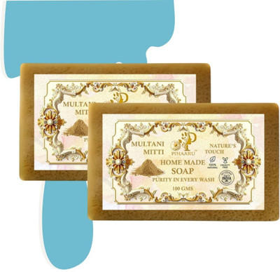 Pihaaru Pack of 2 Earth Clay Soap – With Natural Multani Mitti(200g)[(2 x 100 g)