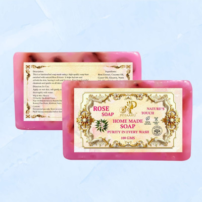 Pihaaru Pack of 2 ,Pure Rose Bath Soap – Nature's Touch for Radiant Skin (200gm)/(2 x 100 g)