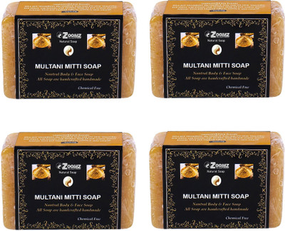 ZOOMZ Multani Mitti Handmade Soap Combo of 4 - Natural Body & Face Soap(4 x 100 g)