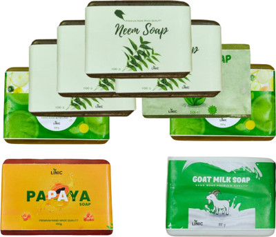 linic HERBAL NEEM SOAP(4), ALOE VERA(1), LEMON(2), PAPAYA(1) GOAT MILK(1)(9 x 100 g)