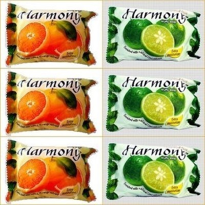 Harmony 3 Orange 3 Lime Fruity Soap pack of 6pcs (75g)(6 x 64.83 g)