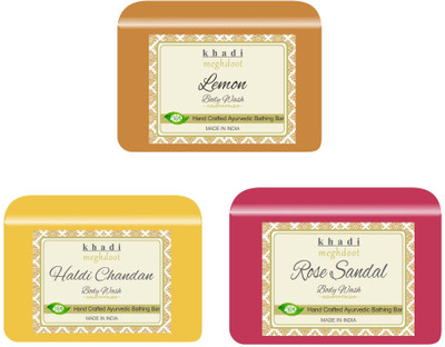 KHADI MEGHDOOT Chandan and Rose Sandal Fragrance Pure/Natural Body Wash(3 x 125 g)