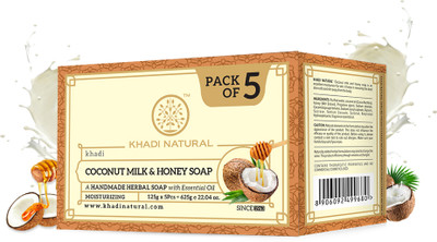 KHADI NATURAL Herbal Coconut Milk & Honey Soap (Pack of 5) (625 g)(5 x 125 g)