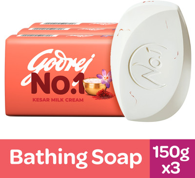 Godrej No.1 Kesar and Milk Cream Bath Soap(3 x 150 g)