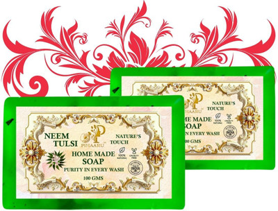Pihaaru Pack of 2 ,Neem Tulsi Healing Soap – Herbal Solution for Skin Issues (200g)[(2 x 100 g)