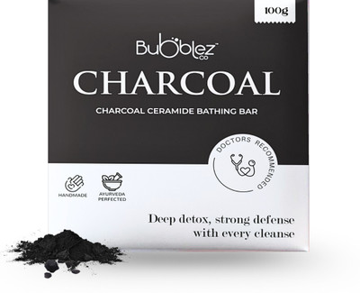 Bubblezco Charcoal Ceramide Bathing Bar Soap | Charcoal Deep Cleansing & Oil Control(100 g)