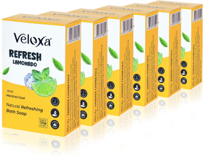 VELOXA Refresh Lamonado With Menthol Cool Bath Soap (125gm) Pack Of-6(6 x 125 g)