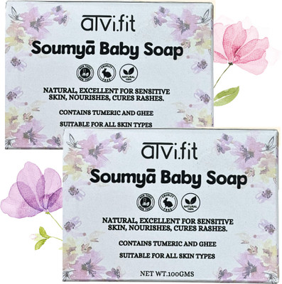 ATVI.FIT Soumya Baby Soap Safe for Sensitive Skin | 100g Each | Pack of 2(2 x 100 g)