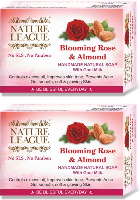 Nature League BLOOMING ROSE & ALMOND-Natural Soap with Goat milk | No SLS,Paraben(2 x 100 g)