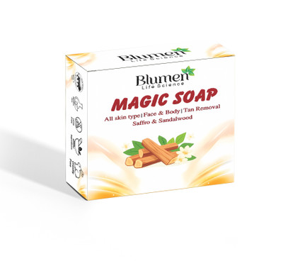 Spelcin Magic Soap Sandal Wood And Saffron for DeTan and Glowing Brightening Skin(100 g)