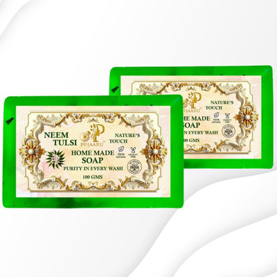 Pihaaru Pack of 2 ,Neem Tulsi Fresh Soap – Daily Herbal Cleanser (200g)/(2 x 100 g)