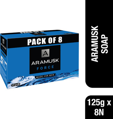 ARAMUSK by Wipro Force Moisturising Bathing Soap For Men With Refreshing Cool Feel(8 x 125 g)