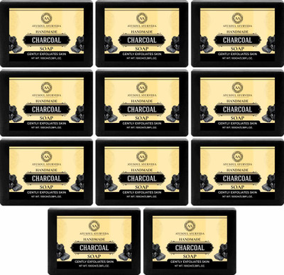 Ayusoul Ayurveda Khadi Herbal Natural Activated Charcoal Bath Soap(11 x 100 g)