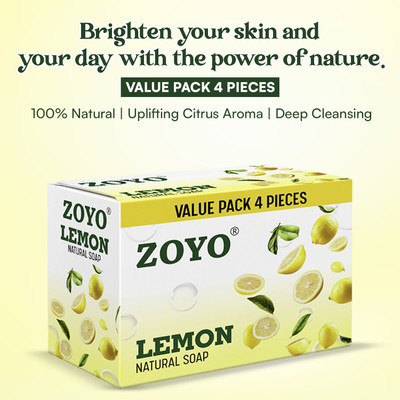 zoyo Natural Lemon Soap for Oil Control & Fresh Glowing Skin pack of 4pcs(4 x 0.25 g)