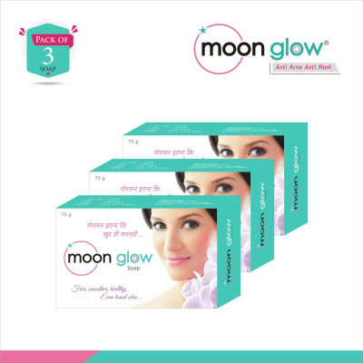 moonglow Moisturising Soap (Pack of 3) for Pimple Spots, Acne, Black Heads and Pimples(3 x 75 g)