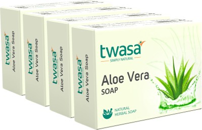 Twasa Aloe Vera Bathing Bar For Soothing & Moisturizing Skin Body Soap | Men & Women(4 x 100 g)