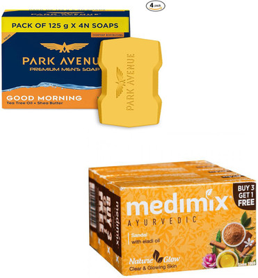 PARK AVENUE GOOD MORNING SOAP 125GM X 4 PC + SANDAL 100GM X 4(8 x 112.5 g)