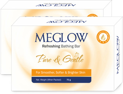 meglow Refreshing Bathing Bar for Smoother, Softer & Brighter Skin Pack of 2(2 x 75 g)