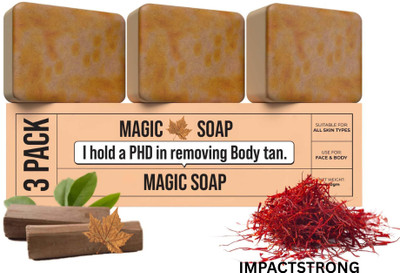 IMPACTSTRONG Handmade Ghar Soaps home Chandan and Kesar for Glowing Skin Pack of 3 Bars(3 x 100 g)