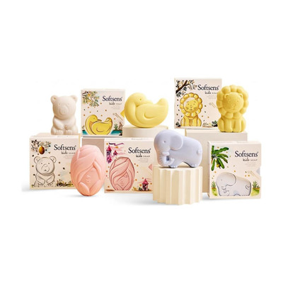 Softsens Assorted Pack Kids Soaps | Gentle and nourishing with shea butter and milk cream(5 x 75 g)