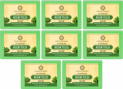 Ayusoul Ayurveda Khadi Herbal Natural Neem Tulsi Bath Soap for Soothing & Natural Skin(8 x 100 g)