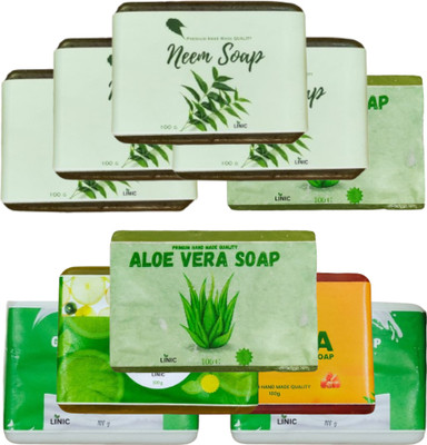 linic HERBAL NEEM SOAP(4), ALOE VERA(2), LEMON (1), PAPAYA SOAP(1), GOAT MILK SOAP(2)(10 x 100 g)