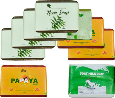 linic HERBAL NEEM SOAP(4), ALOE VERA(1),PAPAYA SOAP(3), GOAT MILK(1)(9 x 100 g)