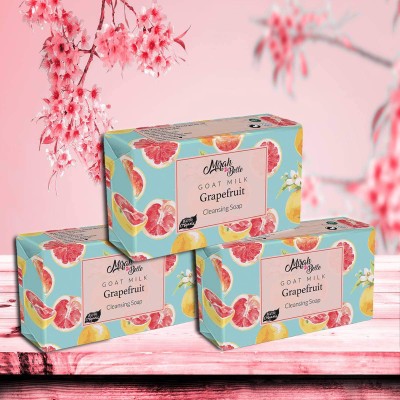 Mirah Belle Grapefruit Soap Bar (375 g) - (Pack of 3) , Oily, Pigmented & Blemished Skin. Handmade, Cruelty Free(3 x 125 g)