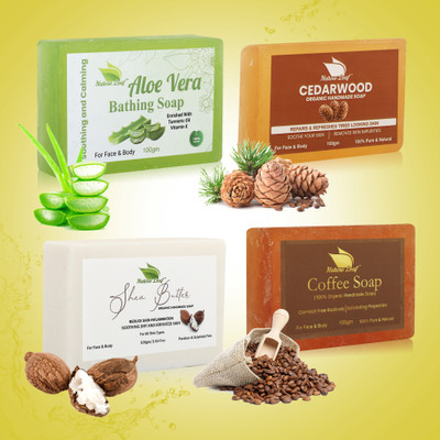 nature leaf Combo of 4 soaps , Aloe Vera ,Cedarwoog,Shea Butter ,Coffee 100 gm each soap(4 x 25 g)
