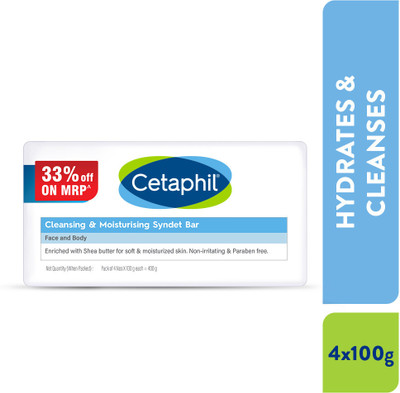 Cetaphil Cleansing Moisturizing Syndet Bar(4 x 100 g)