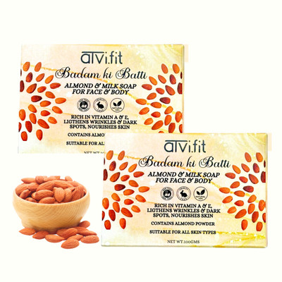 ATVI.FIT organic Handmade Badam ki Batti Almond soap for all skin types (Pack of 2)(2 x 6 g)