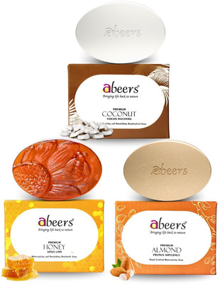 Abeers Handcrafted Cold Processed Soap Bars - Almond, Honey & Coconut Soap Combo(3 x 100 g)