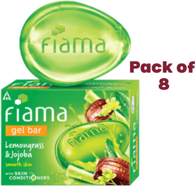 FIAMA Lemongrass & Jojoba Soap Gel Bathing Bar, for Moisturized & Radiant Skin(8 x 125 g)