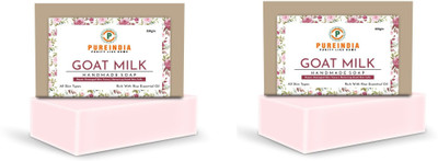 pureindia Handmade Goat-Milk Bar with Rose & Shea-butter for All skin type Pack Of 2(2 x 100 g)