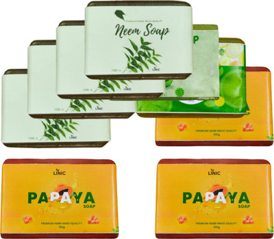 linic HERBAL NEEM SOAP(4), ALOE VERA(1), LEMON(1), PAPAYA SOAP(3)(9 x 100 g)