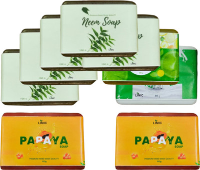 linic HERBAL NEEM SOAP(5), LEMON(1), PAPAYA(2), GOAT MILK(1)(9 x 100 g)