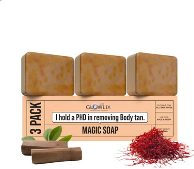 GLOWLIX Wood And Saffron Soap For Glowing & Refreshing Skin 62(3 x 100 g)