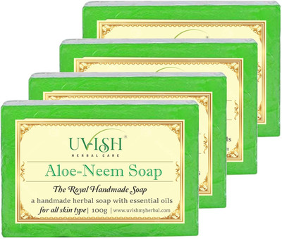Uvish HANDMADE GLYCRIN Aloevera NEEM SOAP 100GM(4 x 100 g)