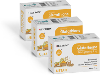DEXTRON Skin Lightening Soap With Glutathione,Kojic Acid,Saffron Extract,VitaminE & C(3 x 75 g)