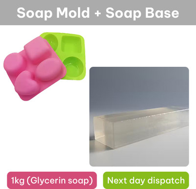 fresheasily Soap Making 1Kg Ultra Clear Glycerin Transparent Soap Base + High Soap Mould(1000 g)