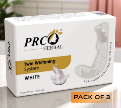 PRC HERBAL Twin Whitening System Fairness Soap with Dermalite Skin Brightening (Pack of 3)(3 x 85 g)