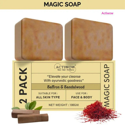 ACTIWOW Magic Soap Fruit Cream Bar for Moist and Dewy Soft Skin 2Pcs(2 x 100 g)