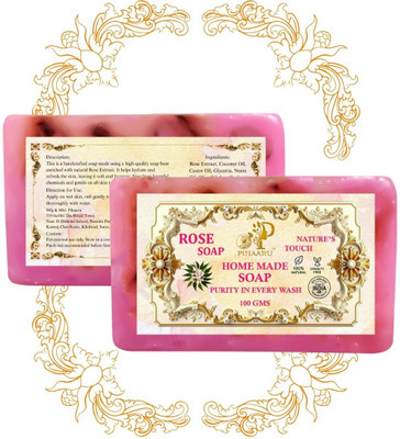 Pihaaru Pack of 2 ,Daily Herbal Rose Soap – With Moisture Lock (200gm);(2 x 100 g)