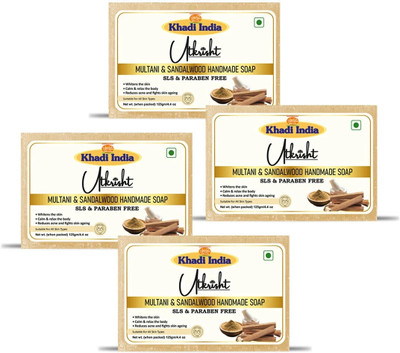 Utkrisht Khadi Handmade Natural Multani and Sandalwood Bathing Soap(4 x 125 g)