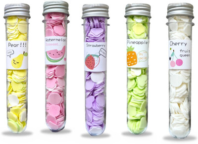 Cursive Fruits Flavor Travel Soft Paper Soap Flower & Heart Design Tube Shape Bottle 15g(6 x 15 g)