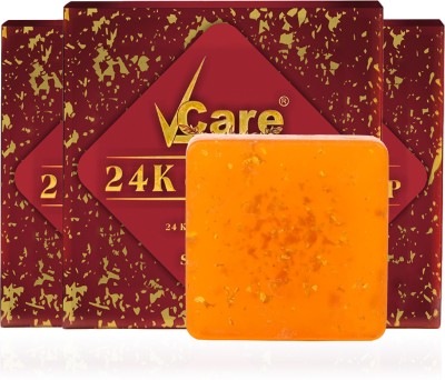 Vcare 24K Gold Soaps for Bath 125g, Best Anti Aging Bar for Women Beauty(3 x 125 g)