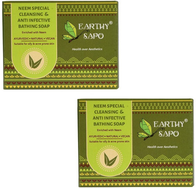 Earthy Sapo Neem Special Cleansing & Anti-Infective Bathing Soap (neem) - set of 2 (2x100g)(2 x 50 g)