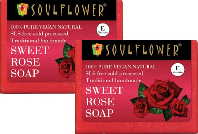 Soulflower Sweet Rose Handmade Soap For Pore Minimization & Redness Relief(2 x 150 g)
