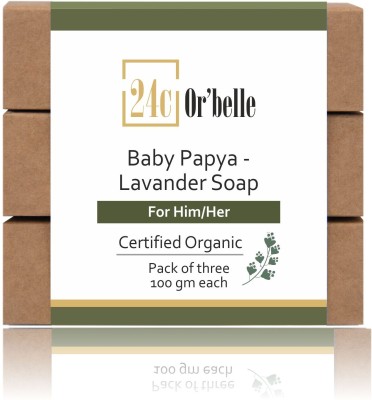 24c Or'belle Baby Papaya-Lavender Soap |Soft Skin |Moisturize Skin(3 x 100 g)