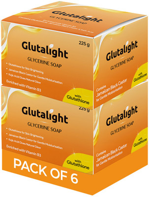 Glutalight Glycerin Brightening Soap with Kojic Acid for Nourishment(6 x 75 g)